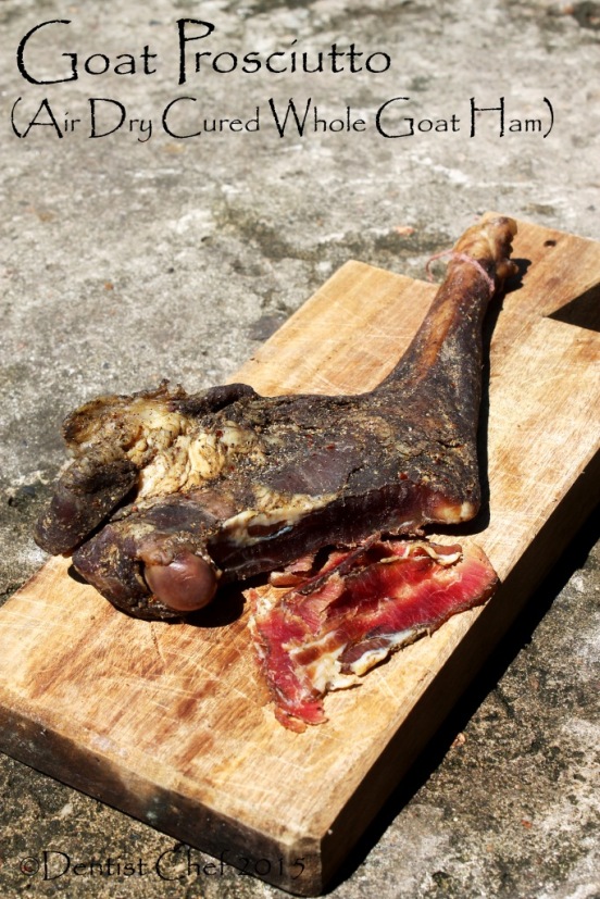 homemade goat prosciutto capra dry cured mutton whole leg ham goat charcuteria from scratch